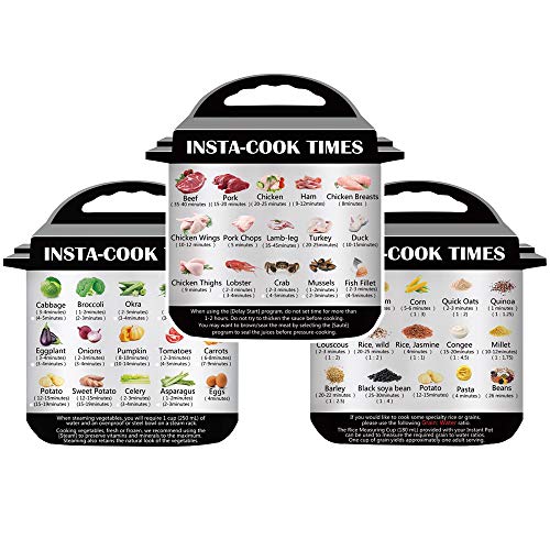 Product Cover 3 in 1 Pack Magnetic Cheat Sheet Compatible with Instant Pot, Food Images Sticker Cooking Times Quick Reference Guide Accessories for 45 Common Prep Functions (Small)