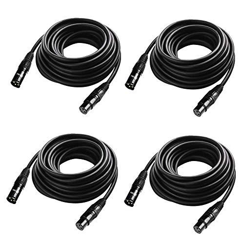 Product Cover 25 ft Flexible DMX Cable, JLPOW Gold-Plated 3 Pin Signal XLR Male to Female DMX Cable Wire, Best for DJ Stage Lighting Moving Head Lights Par Light (4 Pack)