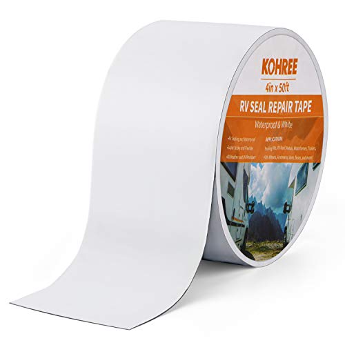 Product Cover Kohree RV Sealant Tape, 4 Inch x 50 Foot RV White Roof Seal Tape UV & Weatherproof Sealant Roofing Tape for RV Repair, Window, Boat Sealing, Truck Stop Camper Roof Leaks