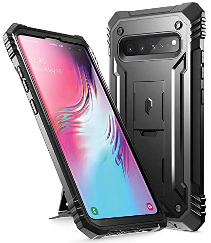 Product Cover Galaxy S10 5G Rugged Case with Kickstand, Poetic Full-Body Dual-Layer Shockproof Protective Cover, Without Built-in-Screen Protector, Revolution, for Samsung Galaxy S10 5G 6.7 inch (2019), Black