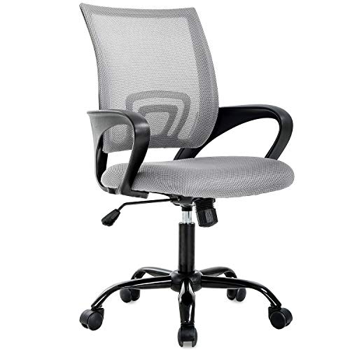 Product Cover BestOffice Ergonomic Office Desk Mesh Computer Back Support Modern Executive Adjustable Task Rolling Swivel Chair for Women, Men, Grey