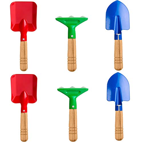 Product Cover Delphinus Kids Gardening Tools Set, 6pcs Gardening Tools for Kids Metal with Sturdy Wooden Handle Safe Gardening Tools 8