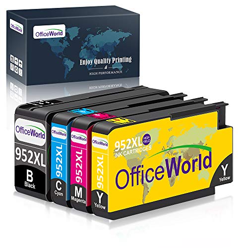 Product Cover OfficeWorld Compatible Ink Cartridge Replacement for HP 952 XL 952XL Work with HP Officejet Pro 8710 8720 8702 8715 8740 7740 7720 8730 8210 8216 Printer (1 Black, 1 Cyan, 1 Magenta, 1 Yellow)