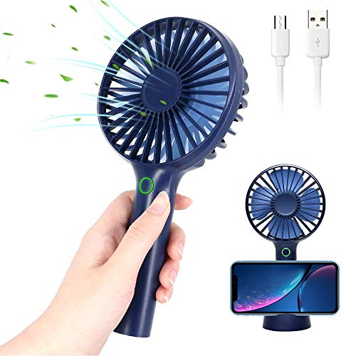 Product Cover Mini Handheld USB Fan Rechargeable Personal Portable Fan,4 Speeds Battery Operated Desk Fan with Phone Stand Base Powerful Airflow for Office Room Outdoor Traveling