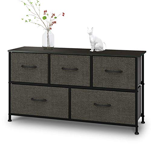 Product Cover Dresser with 5 Drawers, Extra Wide Dresser Storage Tower, Storage Organizer Unit for Bedroom, Hallway, Entryway, Closets