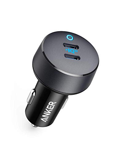 Product Cover Anker USB C Car Charger, 36W 2-Port PowerIQ 3.0 Type C Car Adapter, PowerDrive III Duo with Power Delivery for iPhone XR/Xs/Max/X, Galaxy S10/S9, Pixel 3a/3/XL, iPad Pro 2018 and More