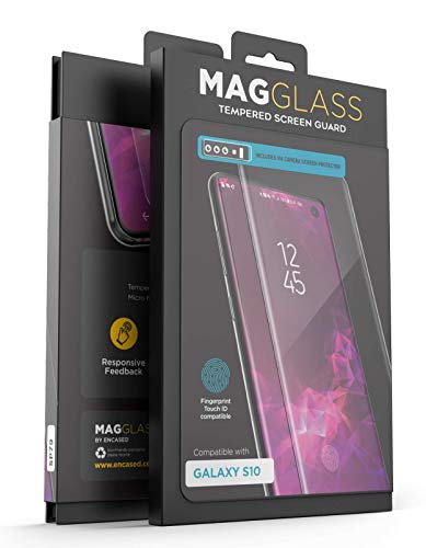 Product Cover Magglass Samsung Galaxy S10 Tempered Glass Screen Protector w/in Screen Fingerprint Sensor - Anti Bubble UHD Clear Scratch Resistant Display Guard (Case Compatible)