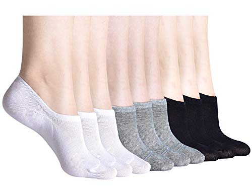 Product Cover Women's No Show Socks,3/6/9/15 Pairs Cotton Thin Invisible Low Cut Liner Non Slip Flat Boat Line Socks for Women