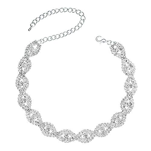 Product Cover Miraculous Garden Silver Infinity Rhinestone Crystal Choker Necklace Jewelry Gift for Women Girls,Womens Bride Wedding Prom Birthday Party Fashion Necklace Jewelry.