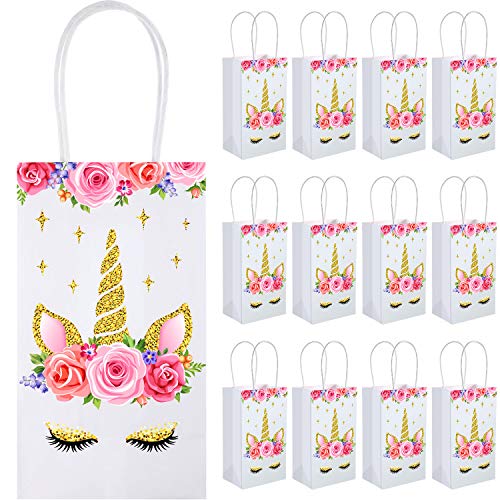 Product Cover SATINIOR Unicorn Party Favor Bags, Unicorn Party Goodie Treat Gift Candy Bags with Handle for Unicorn Birthday Party Suppliers Baby Shower (12 Packs)