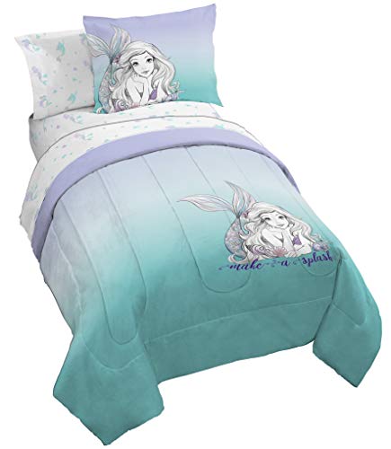 Product Cover Jay Franco Disney Little Mermaid Make A Splash 7 Piece Full Bed Set - Includes Comforter & Sheet Set - Bedding Features Ariel - Super Soft Fade Resistant Microfiber - (Official Dinsey Product)...
