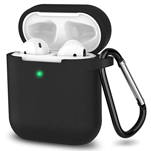 Product Cover AirPods Case, Full Protective Silicone AirPods Accessories Cover Compatible with Apple AirPods 1&2 Wireless and Wired Charging Case(Front LED Visible),Black