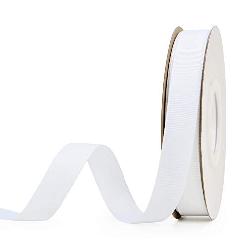 Product Cover YAMA 5/8 inch Solid Grosgrain Ribbon Roll - 25 Yards for Gift Wrapping Ribbons, White