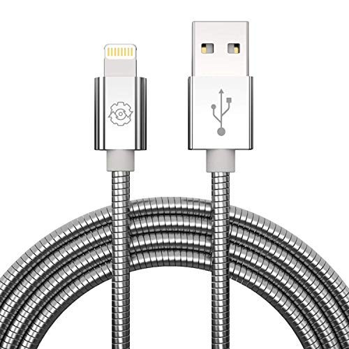 Product Cover [Apple MFi Certified] USB Lightning Cable, SYNLOGIC Premium Metal Braided iPhone Chargers Apple Cord for iPhone 11 Xs,XS Max,XR,X,8 Plus,iPad Mini,iPad Air. 3.3Ft, Silver