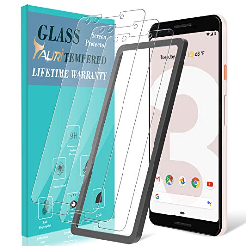 Product Cover [3-Pack] TAURI Screen Protector for Google Pixel 3, Tempered Glass [Anti-Scratch] [Case Friendly] [Easy Install Alignment Frame]
