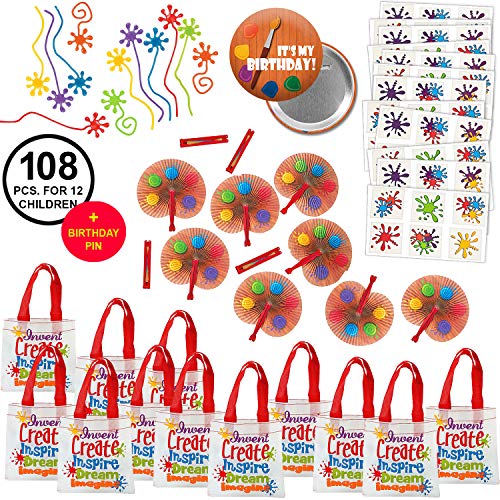 Product Cover Little Artist Painter Paint Art Party Favors Pack for 12 includes 1 Special Birthday Pin