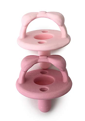 Product Cover Itzy Ritzy Sweetie Soother Pacifier Set of 2 - Silicone Newborn Pacifiers with Collapsible Handle & Two Air Holes for Added Safety; Set of 2 in Light Pink & Dark Pink, Ages Newborn & Up