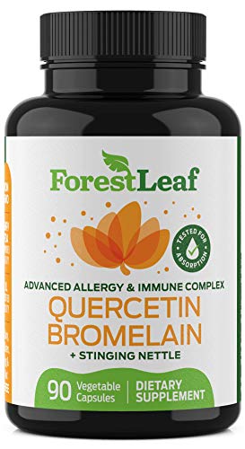 Product Cover Advanced Sinus and Allergy Relief Supplement - Quercetin Bromelain with Stinging Nettle - 90 Natural Vegetable Capsules - Non GMO, Dairy, Gluten, Egg and Nut Free - by ForestLeaf