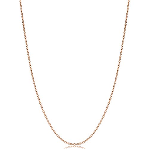 Product Cover Kooljewelry Rose Gold Over Silver 1.2 mm Round Cable Chain Necklace (16, 18, 20, 22, 24 or 30 inch)