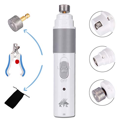 Product Cover AK KYC Dog Nail Grinder Dog Nail Clippers Trimmer Pet Nail Grinder for Dogs Painless Paws Grooming for Large Medium Small Animals Electric Rechargeable Low Noise Pet Toenail Grinder, White