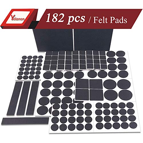 Product Cover Yelanon Furniture Pads 182 Pieces - Felt Furniture Pads Self Adhesive Anti Scratch Floor Protectors for Chair Legs Feet, Protect Hardwood Tile Wood Floors & Laminate Flooring