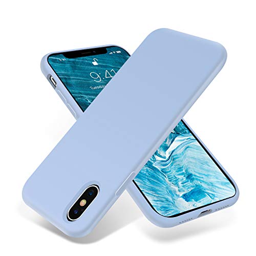 Product Cover for iPhone X Case, OTOFLY [Silky and Soft Touch Series] Premium Soft Silicone Rubber Full-Body Protective Bumper Case Compatible with Apple iPhone X(ONLY) - Light Blue