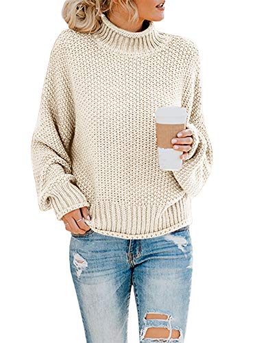 Product Cover Ashuai Womens Turtleneck Sweaters Oversized Chunky Batwing Long Sleeve Pullover Loose Knitted Jumper Top
