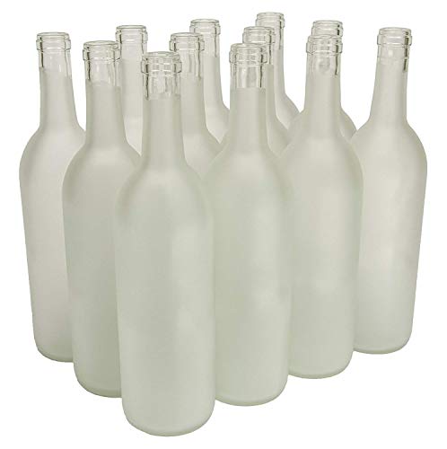 Product Cover North Mountain Supply 750ml Glass Bordeaux Wine Bottle Flat-Bottomed Cork Finish - Case of 12 - Frosted