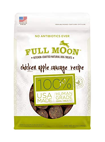 Product Cover Full Moon All Natural Human Grade Dog Treats, Chicken Apple Sausage, 10 Ounce