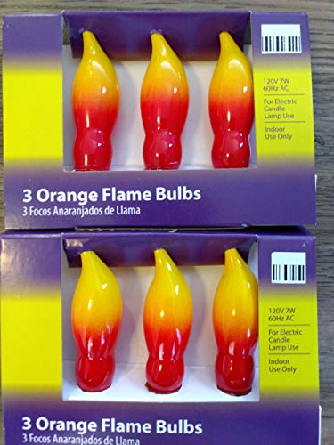 Product Cover Flame Candle Light Bulbs - Yellow, Orange, Red - Replacement Candelabra or Electric Candle Light Bulbs. 2 Packs of 3 (6 Bulbs)