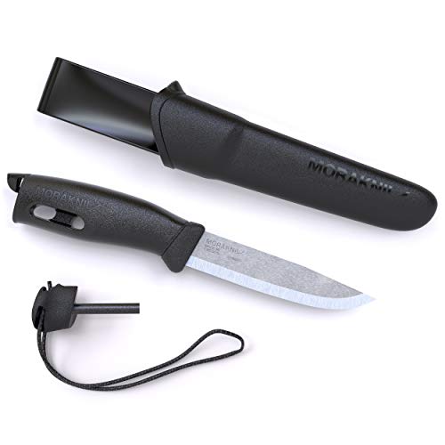 Product Cover Morakniv Companion Spark 3.9-Inch Fixed-Blade Outdoor Knife and Fire Starter, Black