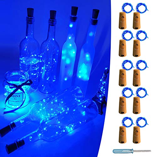 Product Cover UNIQLED 10 Packs 20 LED Wine Bottle Cork Starry String Lights Battery Operated Fairy Night Wire Lights for DIY Decor Party Christmas Holiday Decoration (Blue)