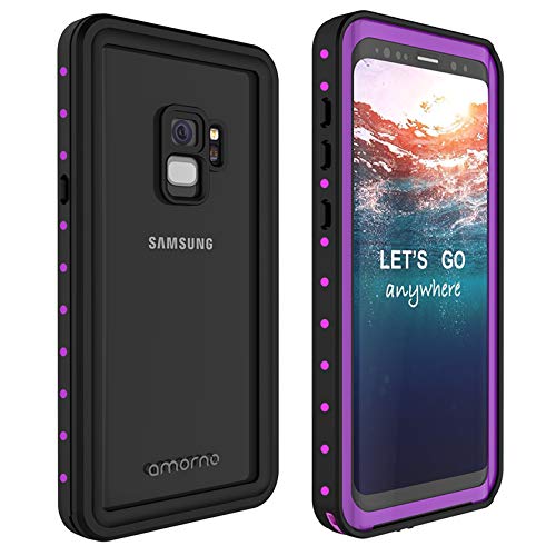 Product Cover AMORNO Galaxy S9 Waterproof Case, Waterproof Shockproof Dustproof Dirtproof Full Body Case Built in Screen Protector with Touch ID for Samsung Galaxy S9 (Purple)