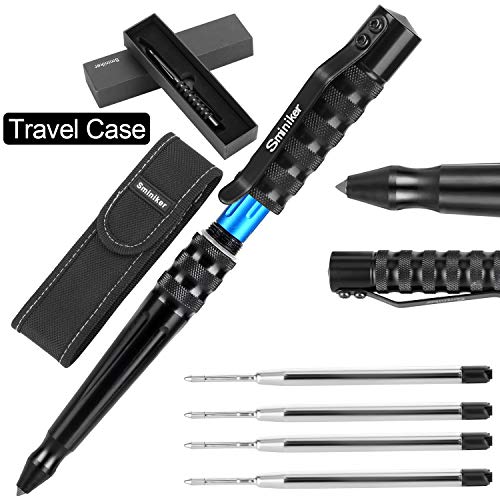 Product Cover Sminiker Tactical Pen Multifunctional Survival Tool Glass Breaker Ballpoint Pens with Nylon Belt Sheath & 4 Ink Refills & Gift Box