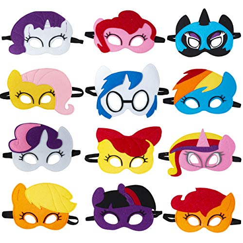 Product Cover TEEHOME Pony Masks for Little Girls Birthday Party Favors (12 Packs) - Princess Party Supplies with 12 Different Types Pony Masks | Unicorn Masks - Great Idea for Pony Birthday Decorations