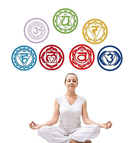 Product Cover MUOU Vinyl Chakras Stickers (Set of 7 Pieces) Health Aum Meditation Yoga Meditation Symbol Art Wall Decals Home Decoration Mantra Meditation Carved Stickers