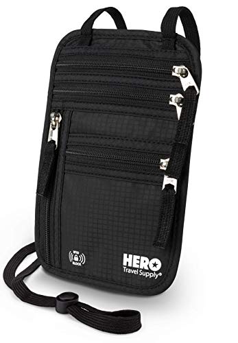 Product Cover HERO Neck Wallet - RFID Blocking Passport Holder - Easy to Conceal Travel Pouch - Includes Ebook on How to Avoid Pickpockets by Asher & Lyric