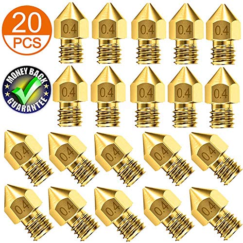Product Cover AJSPOW 20PCS 3D Printer Extruder Nozzles 0.4mm for Anet A8 Makerbot MK8 Creality CR-10 10S S4 S5 Ender 3 3Pro 5 with Free Storage Box
