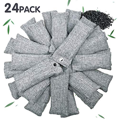 Product Cover 24 Pack Bamboo Charcoal Air Purifying Bag for Shoes, Natural Air Purifying Bags, Activated Charcoal Odor Eliminators, Home and Car Air Purifier, Closet Freshener,  Odor Eliminating Charcoal Bags