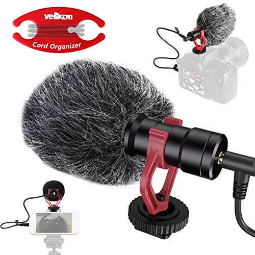 Product Cover Velikon Condenser Microphone, Compact On-Camera Cardioid Shotgun Mic for DSLR Camera, Camcorders, Video & Audio Recording, iOS Android Smartphone, for Vloggers,Youtubers, Livestream with Shock Mount