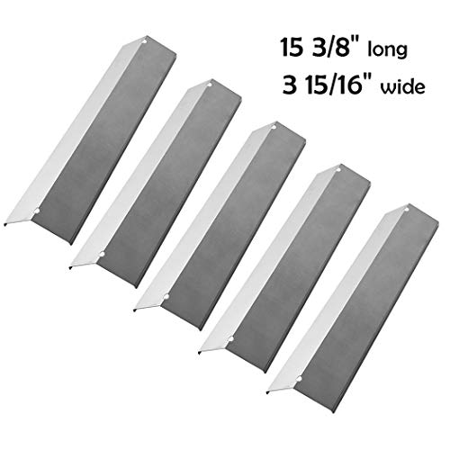 Product Cover YIHAM KS752 Replacement Parts for Brinkmann 810-2511-S 810-2512-S 810-2545-W Gas Grill Heat Shield Plate Tent BBQ Flame Tamer Burner Cover, 15 3/8 inch x 3 15/16 inch, Stainless Steel, Set of 5