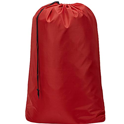 Product Cover HOMEST XL Nylon Laundry Bag, Machine Washable Large Dirty Clothes Organizer, Easy Fit a Laundry Hamper or Basket, Can Carry Up to 4 Loads of Laundry, Red