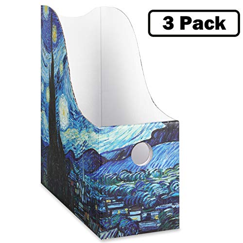 Product Cover Sturdy Cardboard Magazine Holders, Folder Holders (3 Pack, Starry Night), Stunning Impressions Design, Magazine Organizer, Folder Organizer, Office and School Supplies by Dunwell