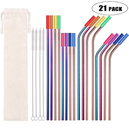 Product Cover Metal Straws Stainless Steel Straws 16 Pcs 10.5
