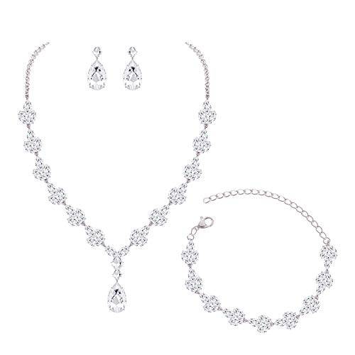 Product Cover YSOUL CZ Zirconia Necklace Earrings Bracelet Jewelry Set for Prom Wedding Bridal Bridesmaid