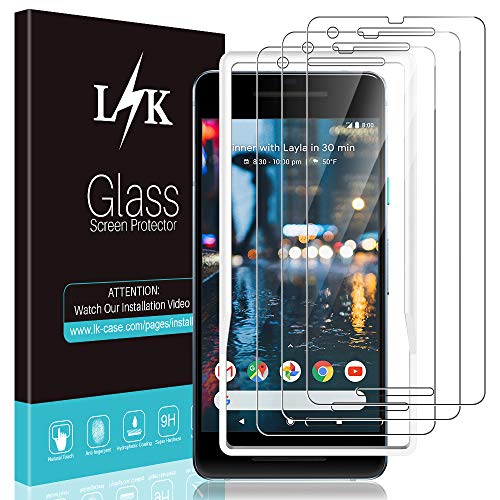 Product Cover [3 Pack] L K Screen Protector for Google Pixel 2, [Easy Installation Tray] Tempered-Glass 9H Hardness, Case Friendly