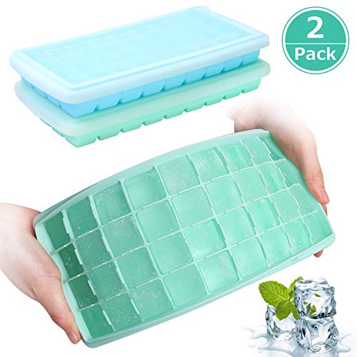 Product Cover Ice Cube Trays with Lids, GDREAMT 2 Pack Silicone Ice Cube Trays Flexible and Easy Release 36 Ice Cube Molds for Whiskey, Cocktails - BPA Free, Stackable Durable, Dishwasher Safe