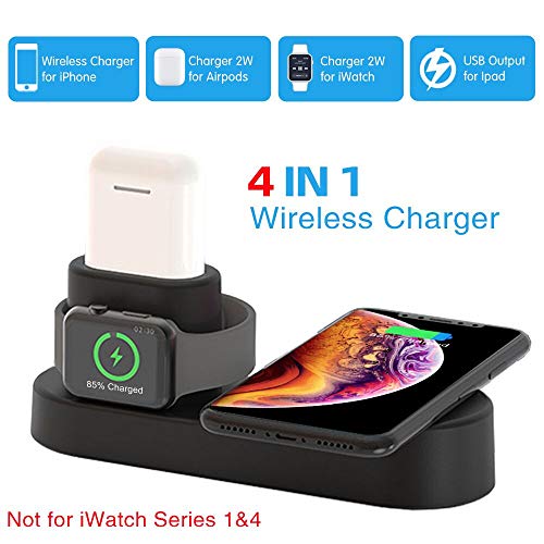 Product Cover COSOOS Wireless Charger,4in1 Qi Wireless Charging Pad,Charging Station Compatible for iWatch Series 2/3/Nike+/Edition(Not 4&1),Airpods Pro/2/1,iPhone 11Pro Max/11 Pro/11/ XS/XR/X/8/8Plus(with Adapter)
