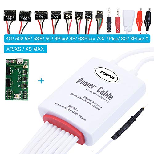 Product Cover Topyi Phone Power Current Test Cable, DC Power Supply Dedicated Cable with Activation Board & Tester Pen Testing Tool Compatible with iPhone 4 5 6 6S 6P 6SP 7 7P 8 8P X Max