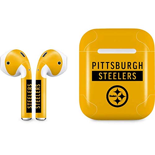 Product Cover Skinit Decal Audio Skin for Apple AirPods with Lightning Charging Case - Officially Licensed NFL Pittsburgh Steelers Yellow Performance Series Design